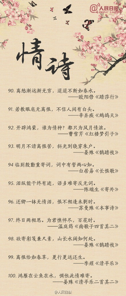 人民日?qǐng)?bào)-100句絕美情詩(shī)，值得珍藏！寫給心愛的TA