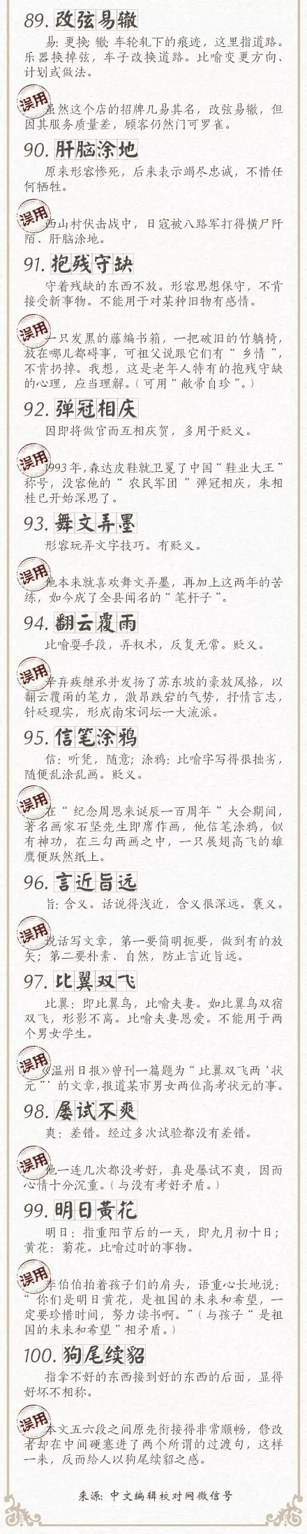 人民日?qǐng)?bào)總結(jié)了100個(gè)最常被誤用的成語(yǔ)，給孩子看看，別再用錯(cuò)了！